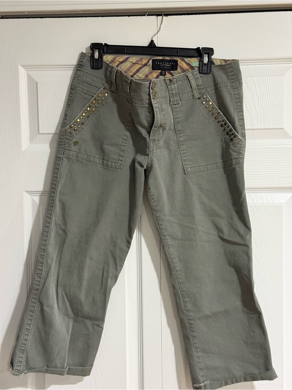 Sanctuary Olive Green Women’s Shorts with Studded Pockets